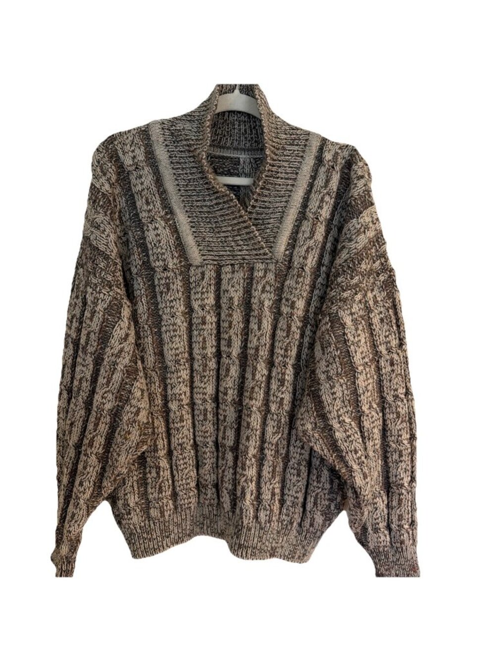 Vintage Cable Knit  100% Pure New Wool Fisherman Sweater L/XL Made In Ireland